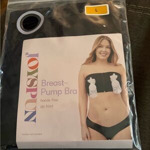 Joyspun Hands-Free Zip Front Breast Pump Bra in Black - Large